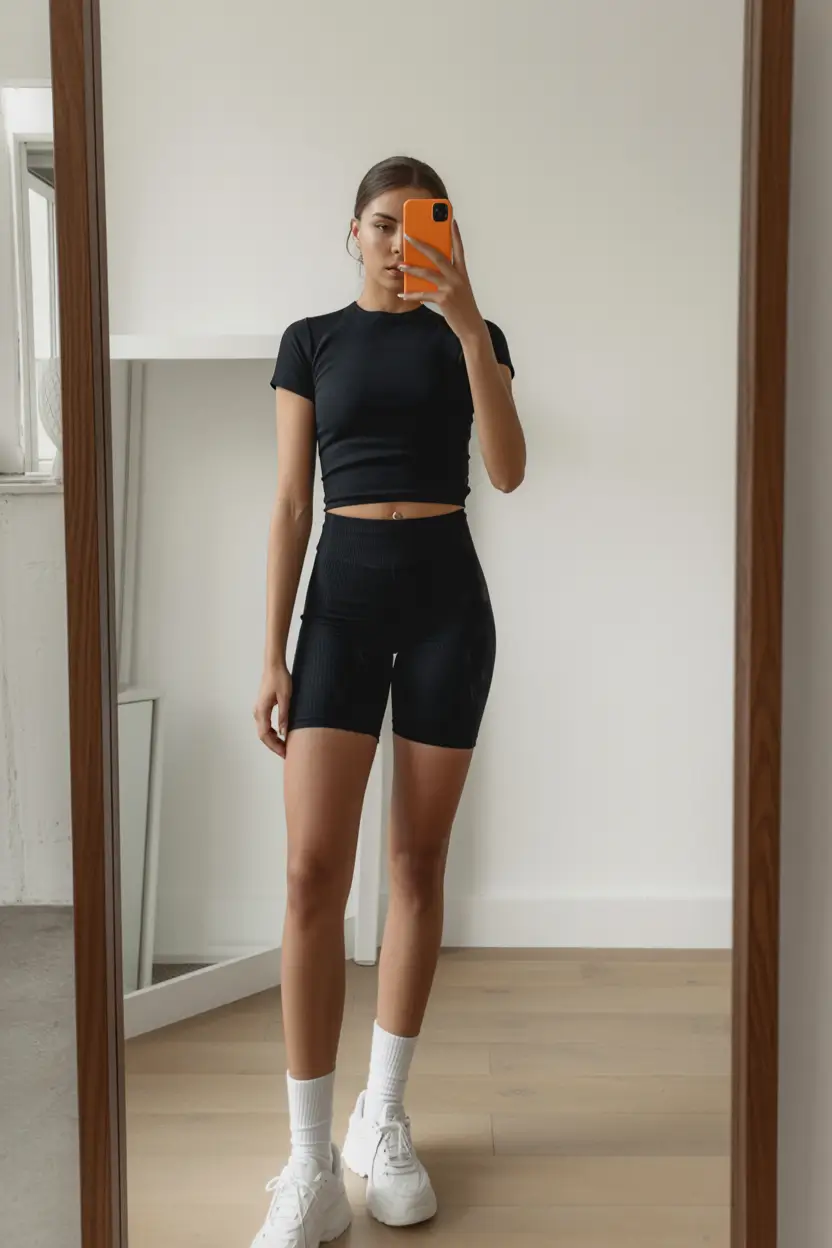 fresh spring workout outfits 2026 All Black Minimal Set for Sleek Spring Motivation