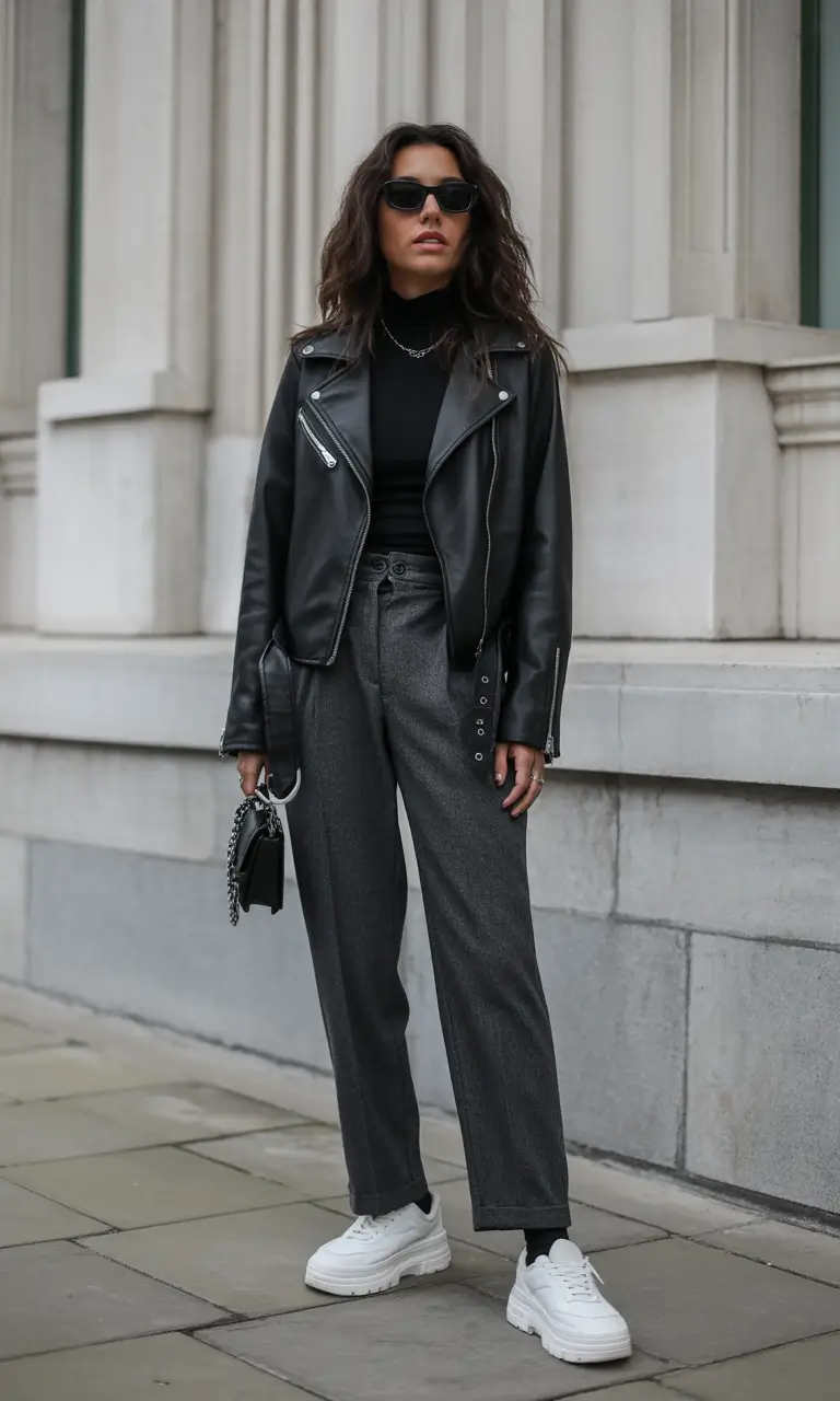 spring vacation outfits Edgy Monochrome Confidence with Urban Ease