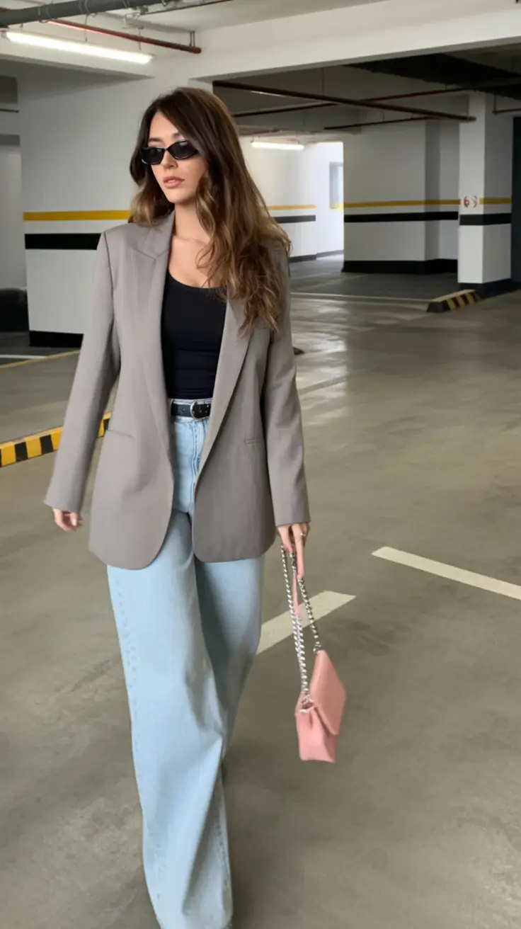 gorgeous early spring outfits 2026 City Sleek Layers With A Blazer And Wide Denim