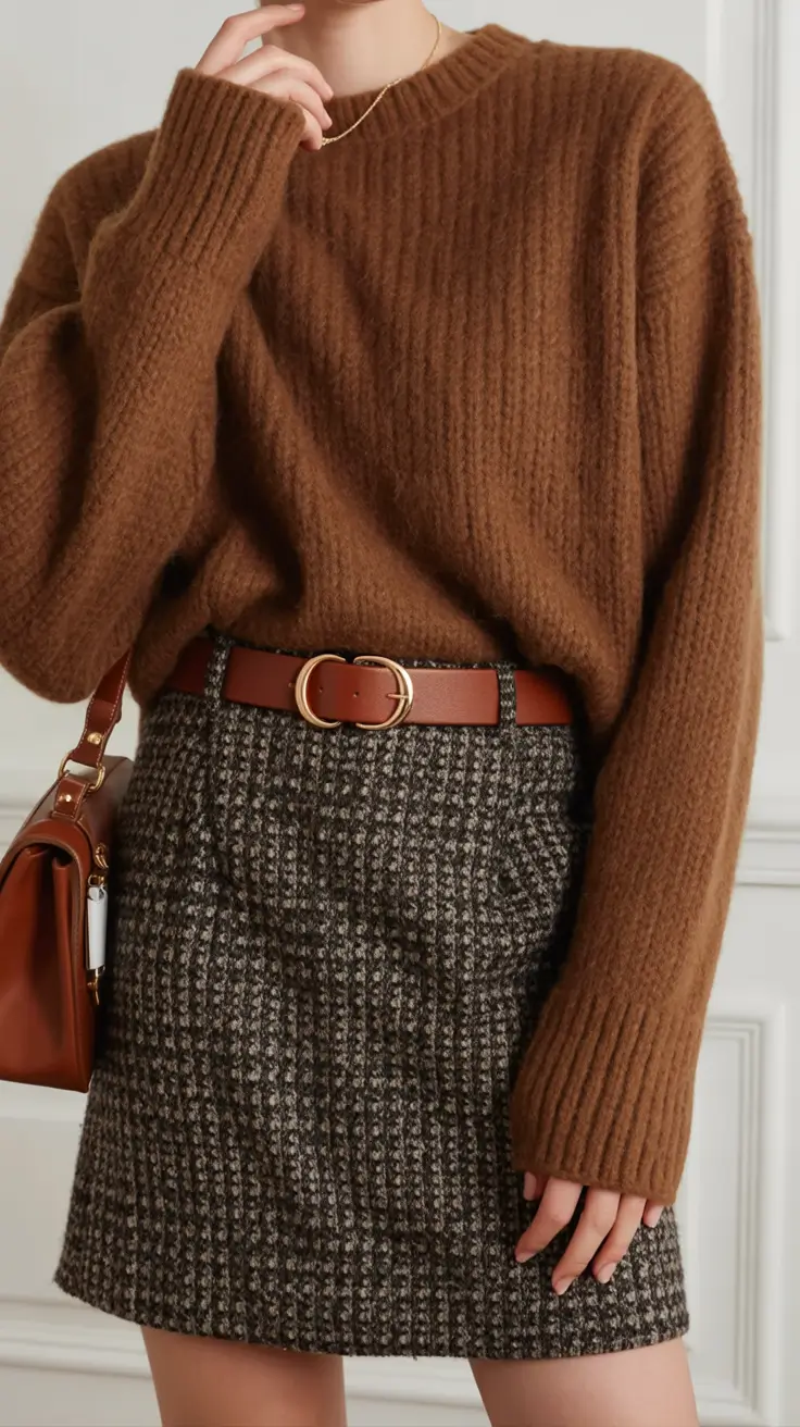 gorgeous early spring outfits 2026 Warm Textures With A Tweed Mini