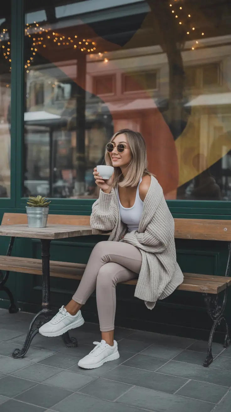 gorgeous leggings outfit spring 2026 Soft Café Neutrals for Slow Spring Afternoons