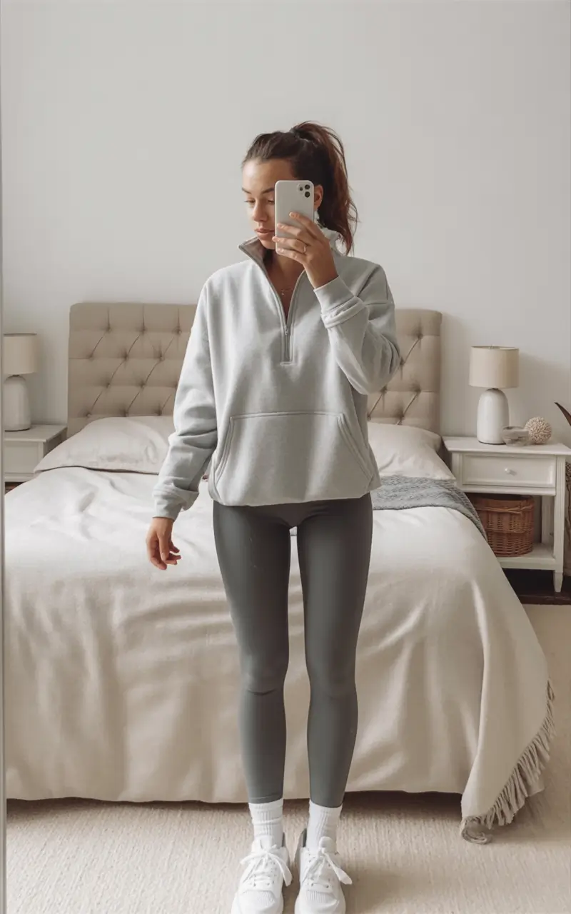 gorgeous leggings outfit spring 2026 Grey Tones and Clean Minimalism for Everyday Spring Ease