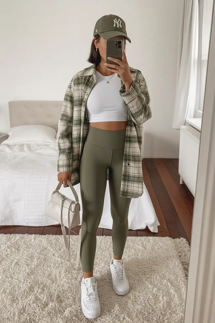 gorgeous leggings outfit spring 2026 Fresh Green Tones for an Energizing Spring Aesthetic