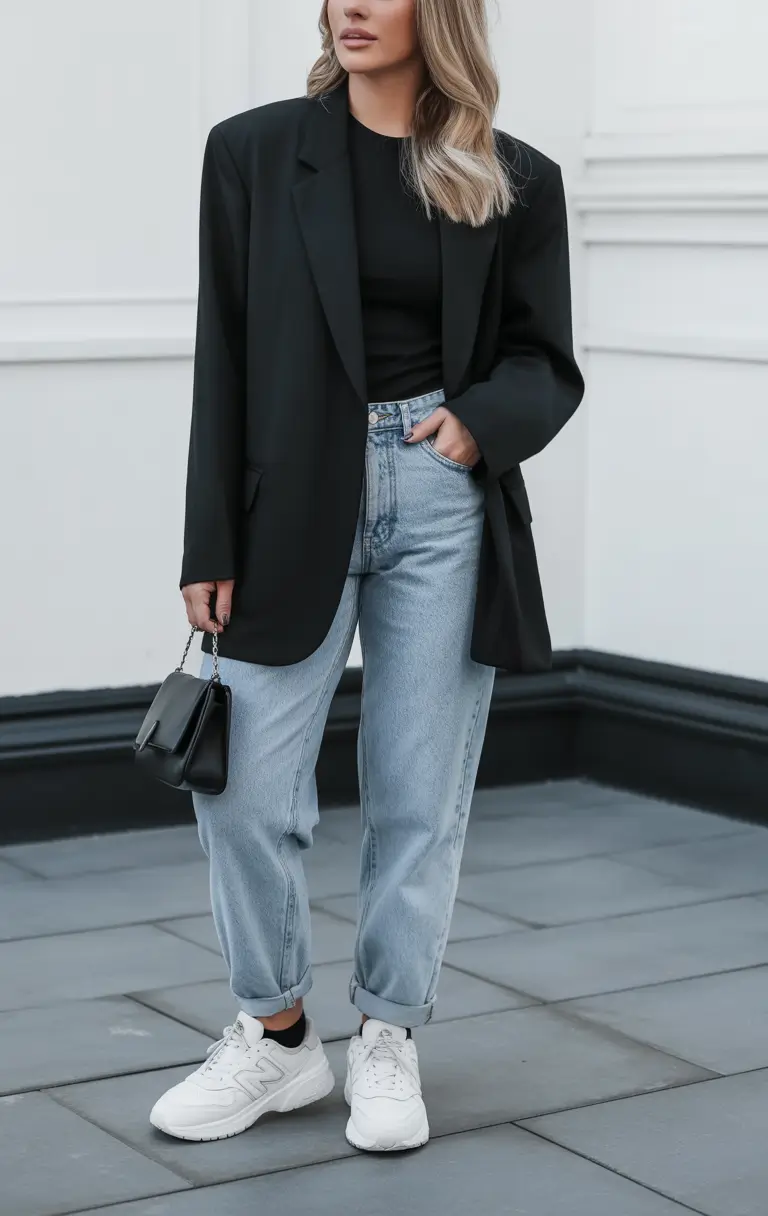 sneakers spring outfits Relaxed Blazer Vibes for Everyday Spring Confidence