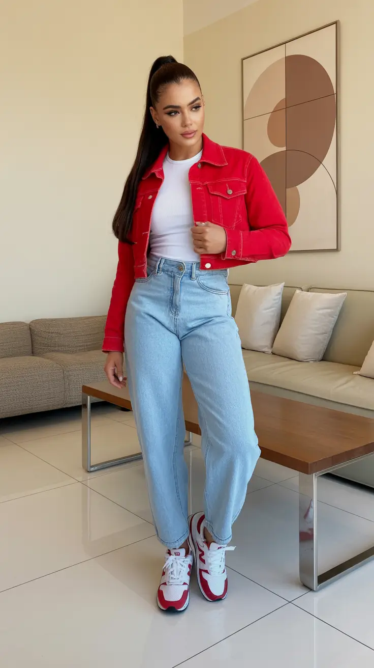 sneakers spring outfits Red Denim Energy with Light Spring Denim