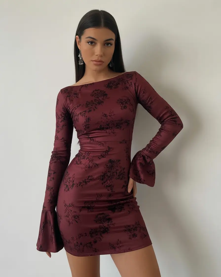 gorgeous spring date night outfit 2026 Burgundy Florals for an Elegant Spring Night
