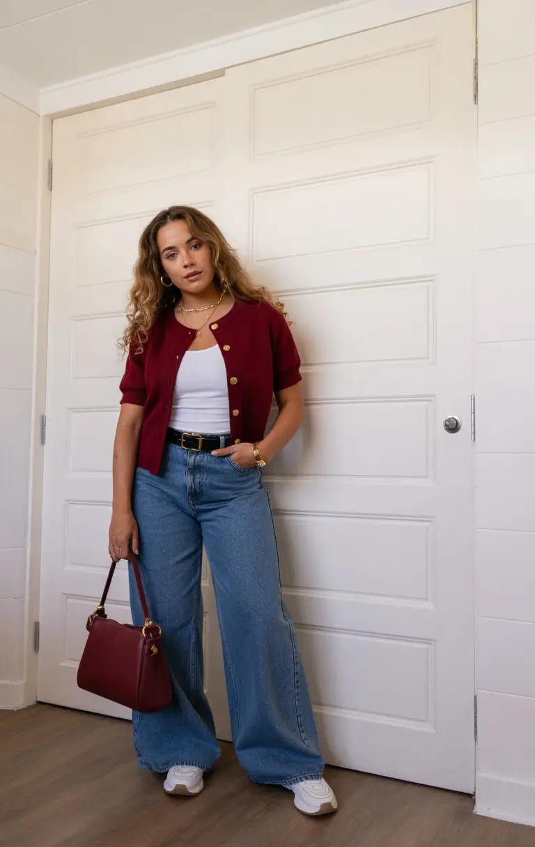 gorgeous spring jeans outfit 2026 Warm Tones with Wide Leg Denim Ease