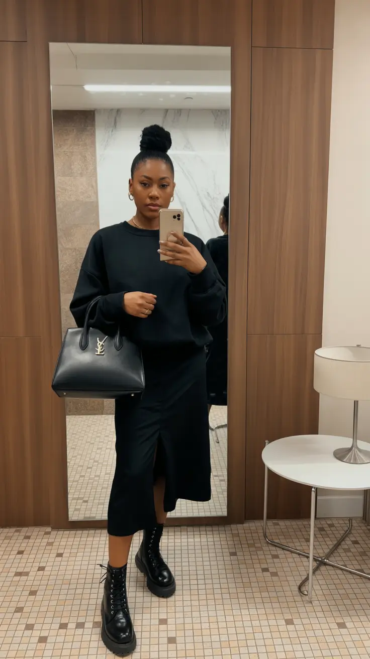 gorgeous spring outfits black women 2026 All Black Elegance With A Tough Spring Edge