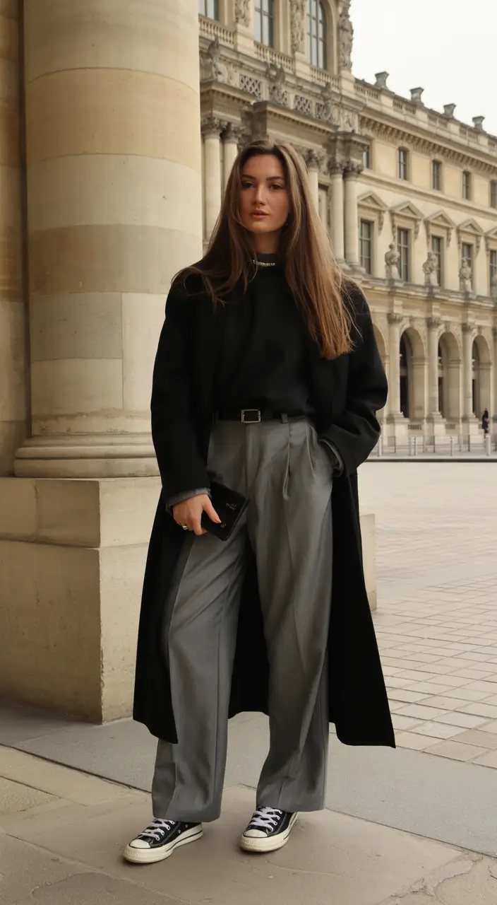 gorgeous winter to spring outfits 2026 Monochrome Elegance with a Modern Street Edge