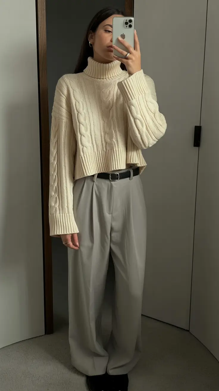 gorgeous winter to spring outfits 2026 Warm Knits with Tailored Ease