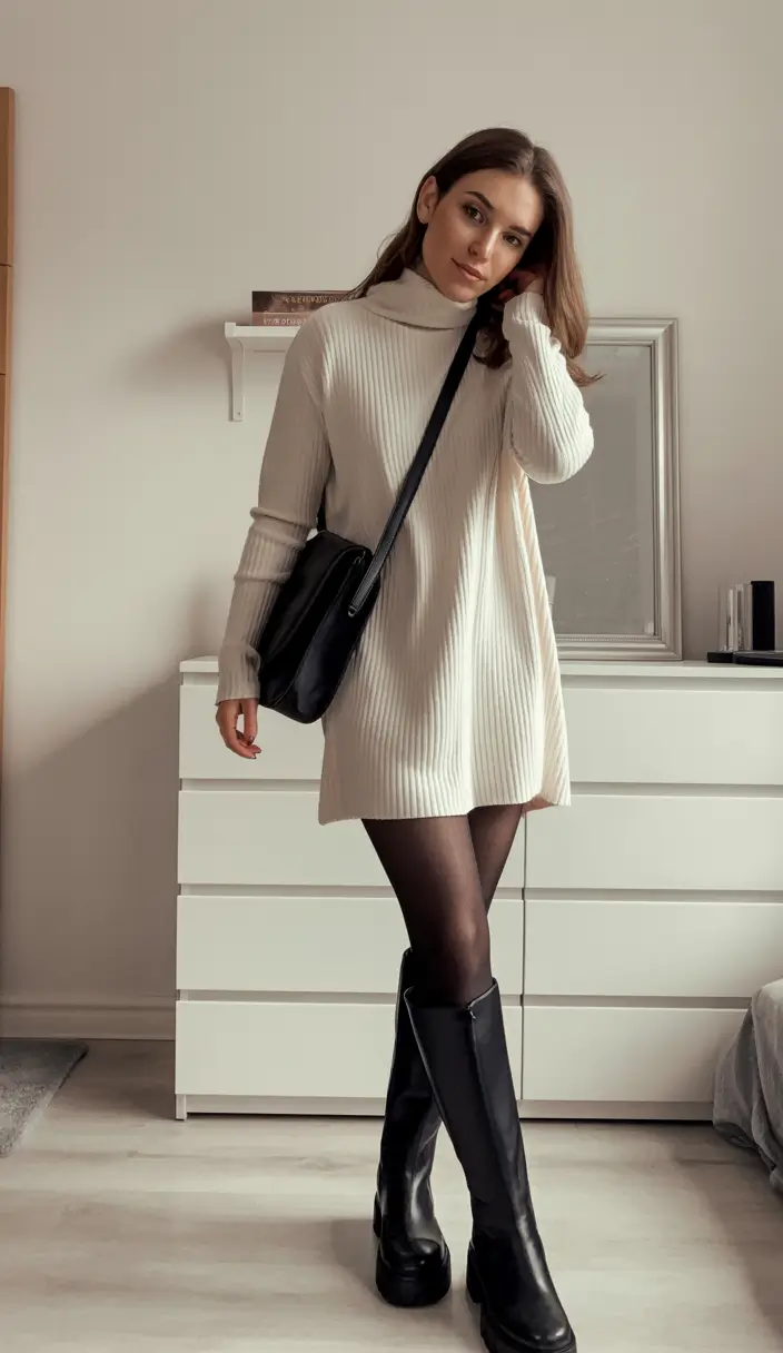 gorgeous winter to spring outfits 2026 Minimal Sweater Dress with Cool Weather Chic