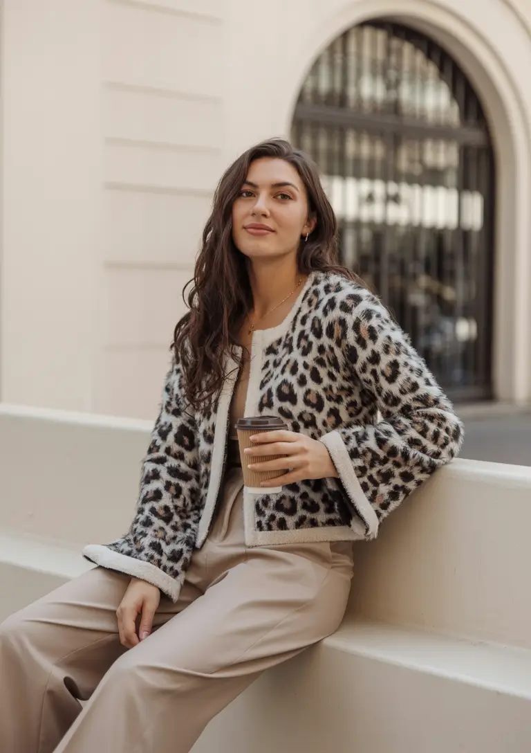 gorgeous winter to spring outfits 2026 Chic Animal Print Layering With Neutral Ease
