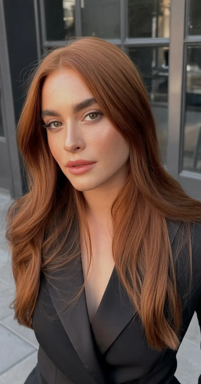 february hair color ideas 2026 Burnished Auburn Elegance