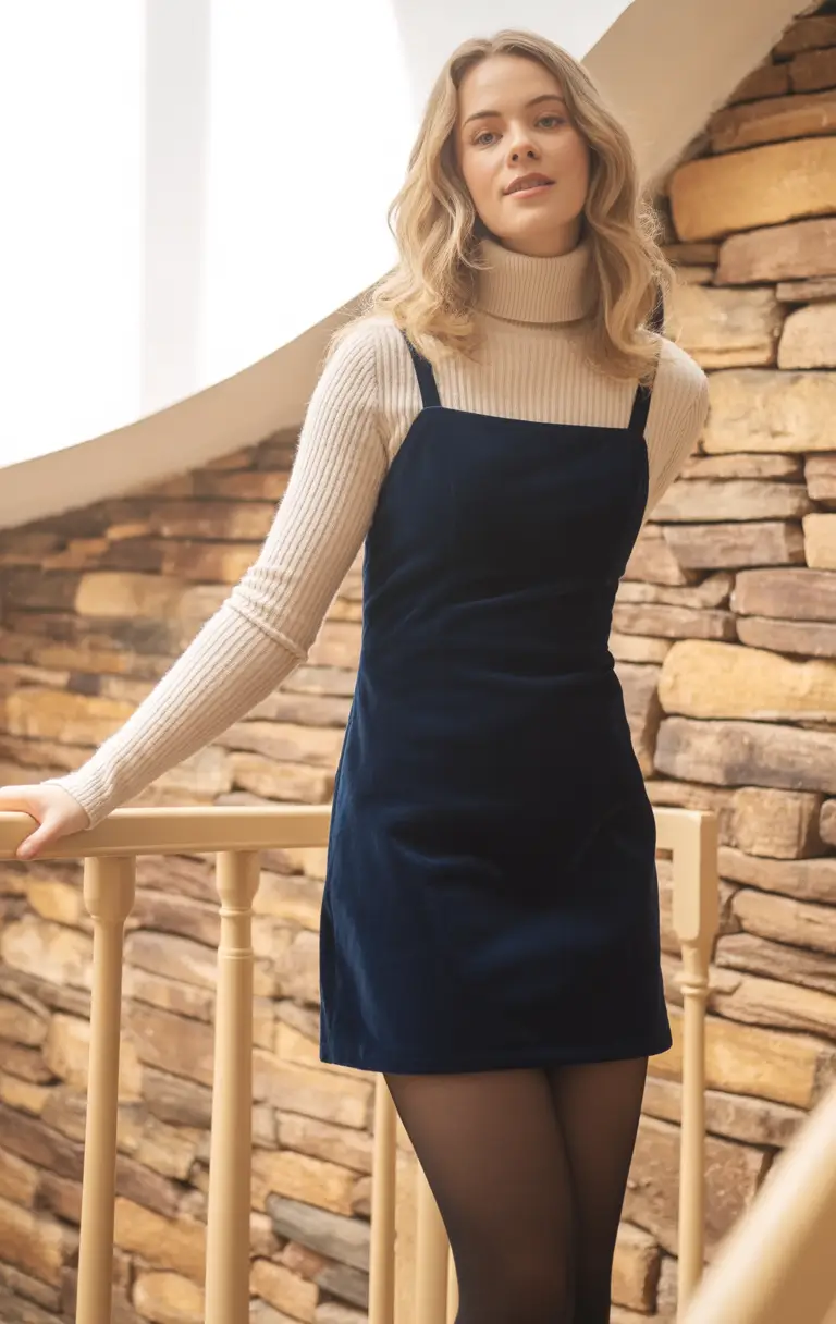 minimalist spring dress outfits 2026 Velvet navy minimalism for crisp transitional days