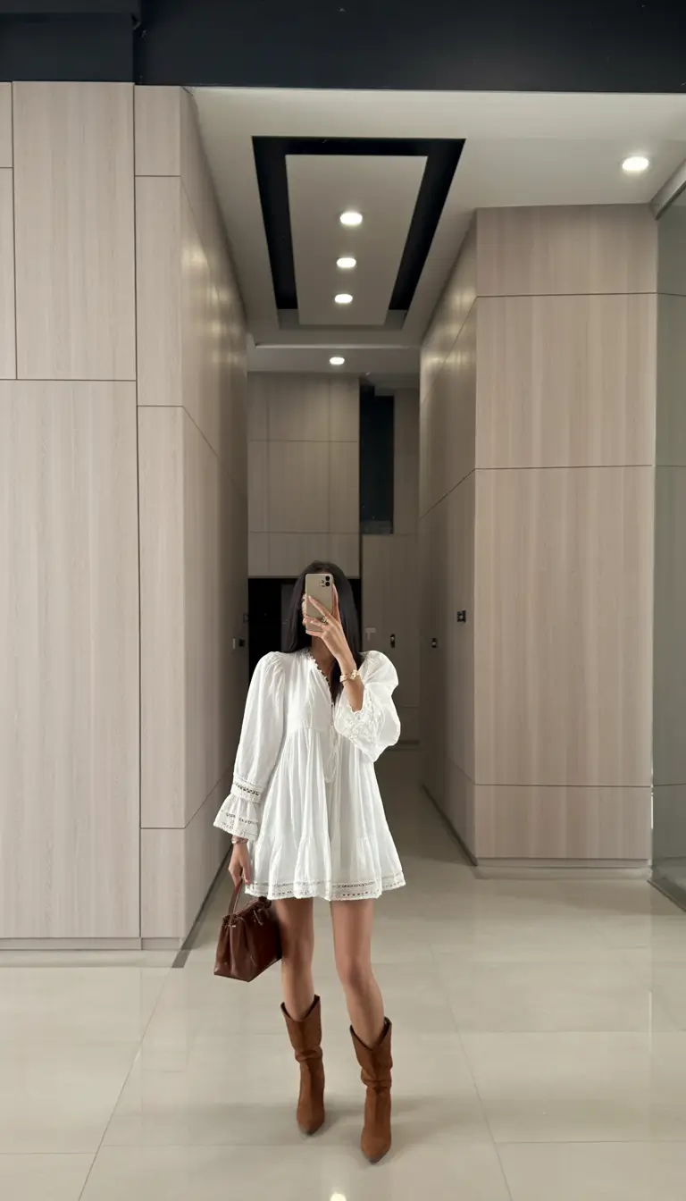 minimalist spring dress outfits 2026 White spring simplicity with a touch of Western charm