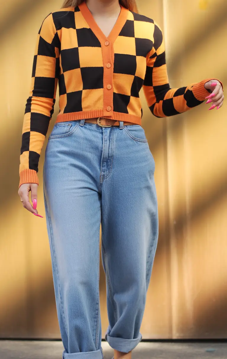 modern spring outfits 2026 trends Bold Graphic Knits With Relaxed Denim Ease