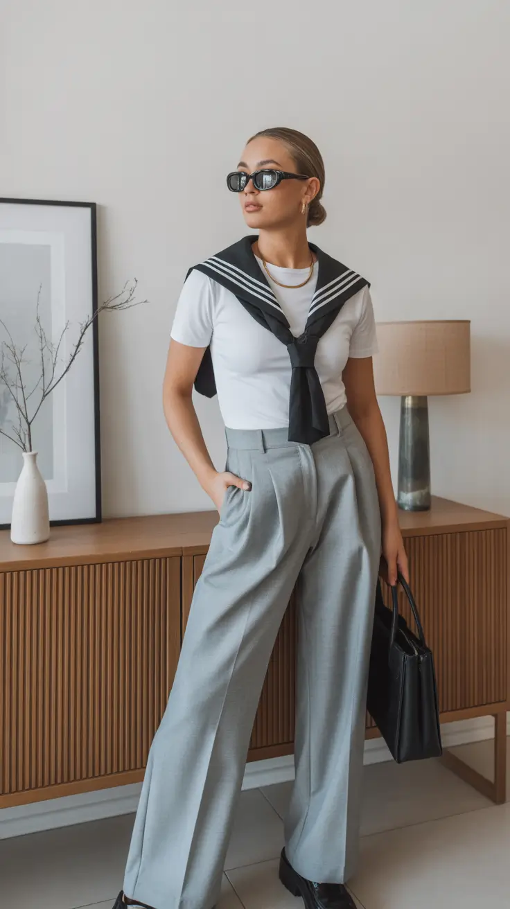 modern spring workwear 2026 Crisp monochrome with a nautical touch