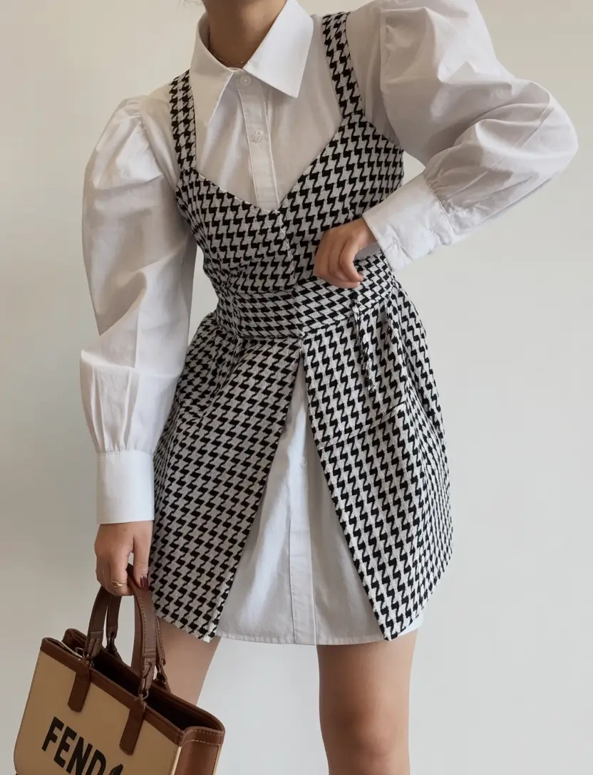 must-have modest spring outfits 2026 Structured Layered Dress with Classic Shirt Contrast