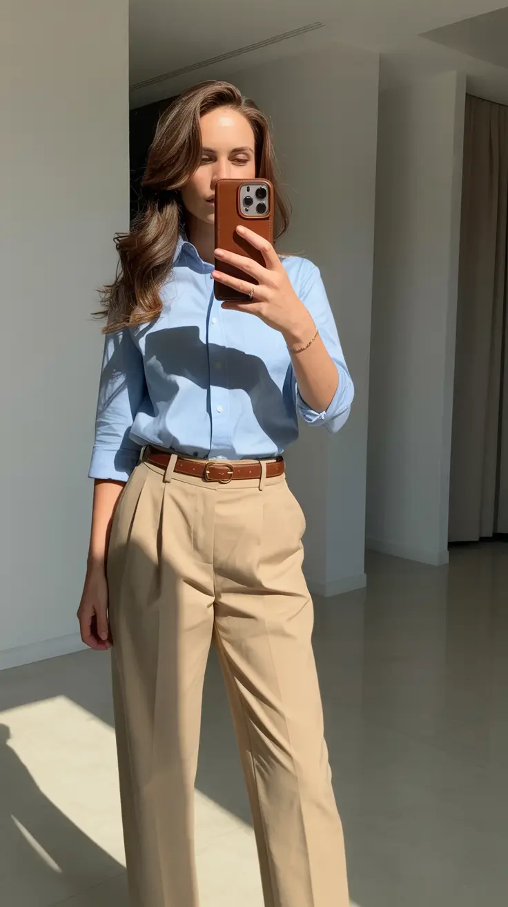 spring formal outfits 2026 Classic Blue and Beige With Timeless Ease