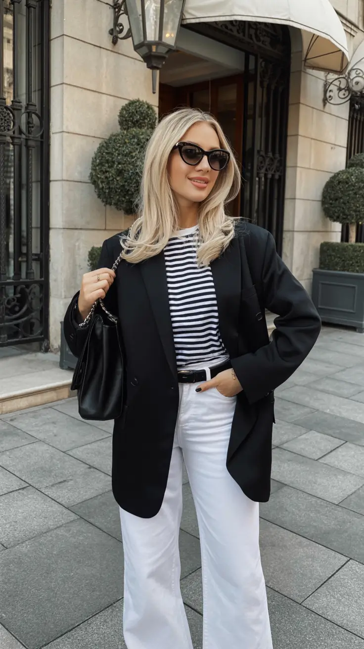 spring formal outfits 2026 Parisian Stripes With Modern Spring Polish