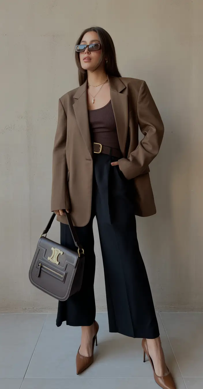 spring formal outfits 2026 Deep Chocolate Layers With Modern Structure