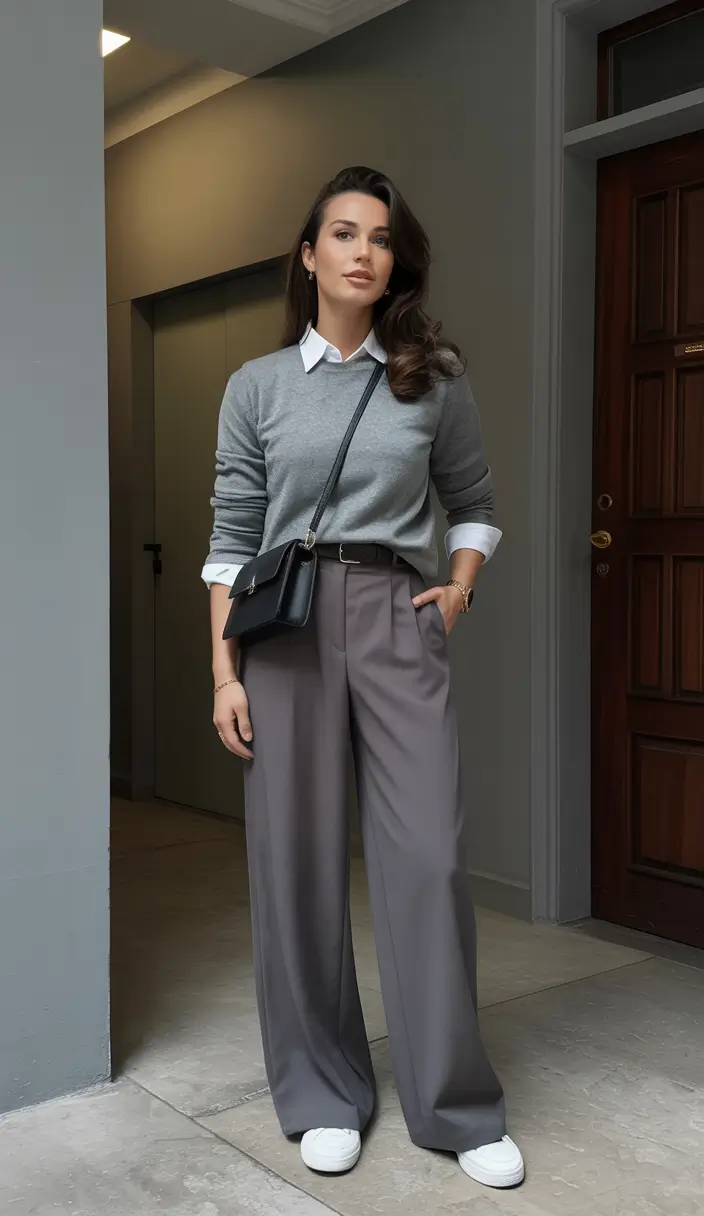 spring formal outfits 2026 Spring Layers With a Soft Grey Palette