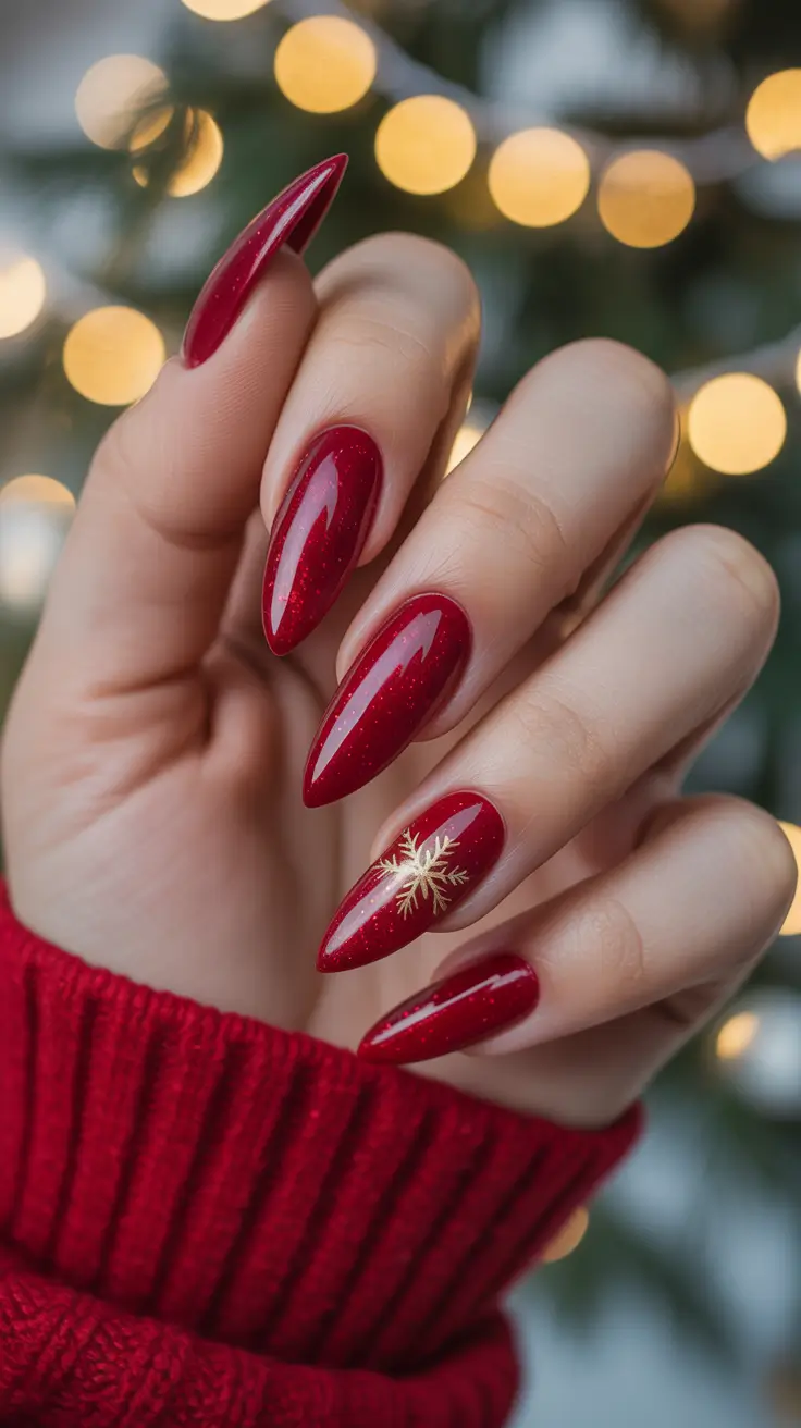 february nails ideas designs Crimson Star Velvet Shine