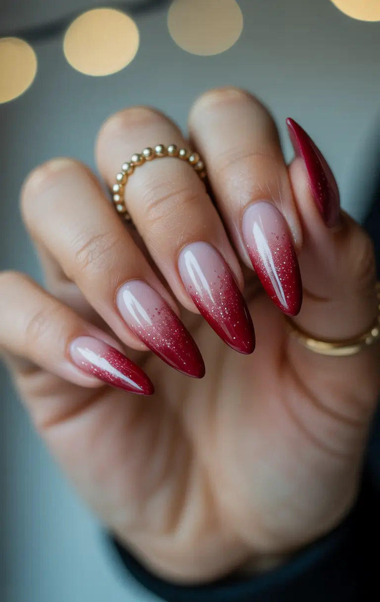 february nails ideas designs Cranberry Frost Almond Fade