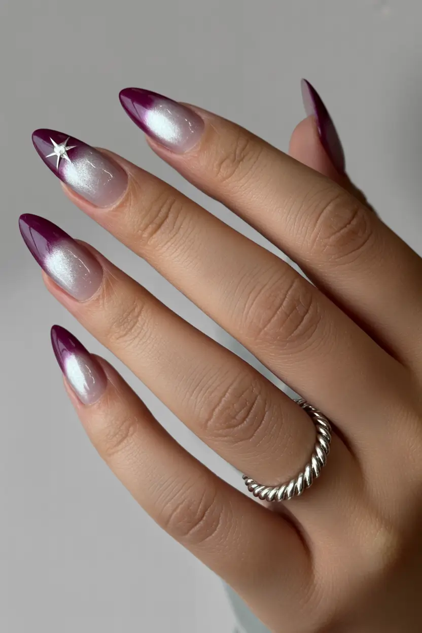 february nails ideas designs Aurora Plum Glazed Tips