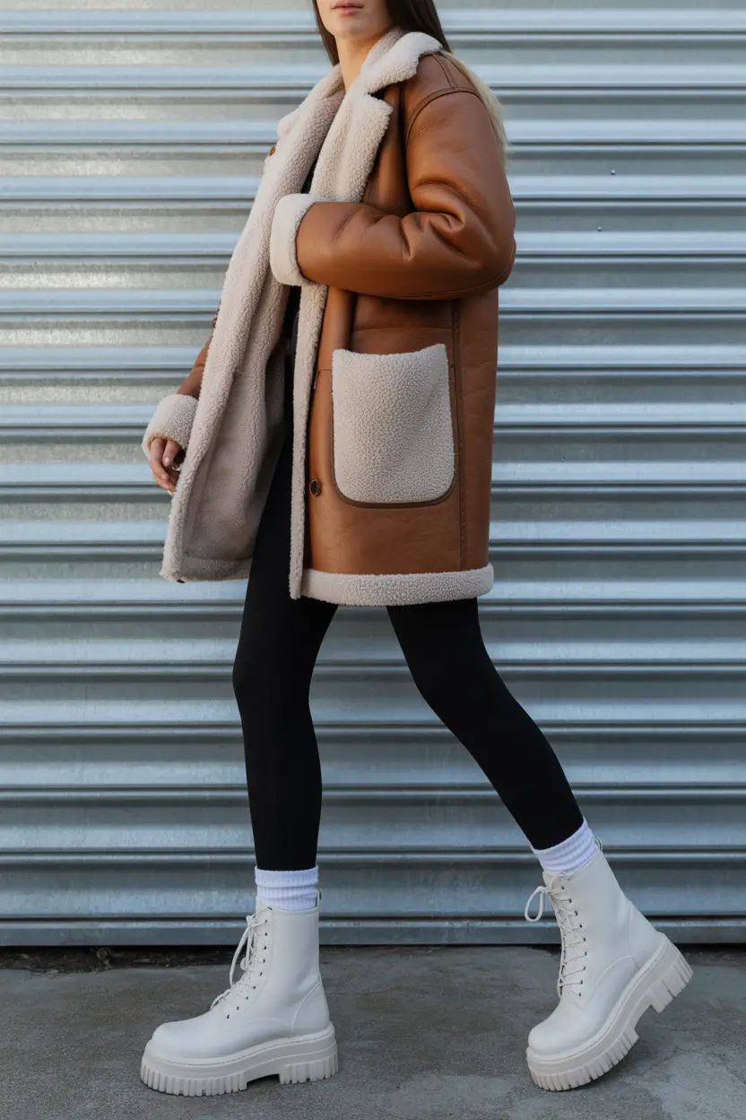 outfits-ideas-for-february Classic Shearling with a Modern Twist