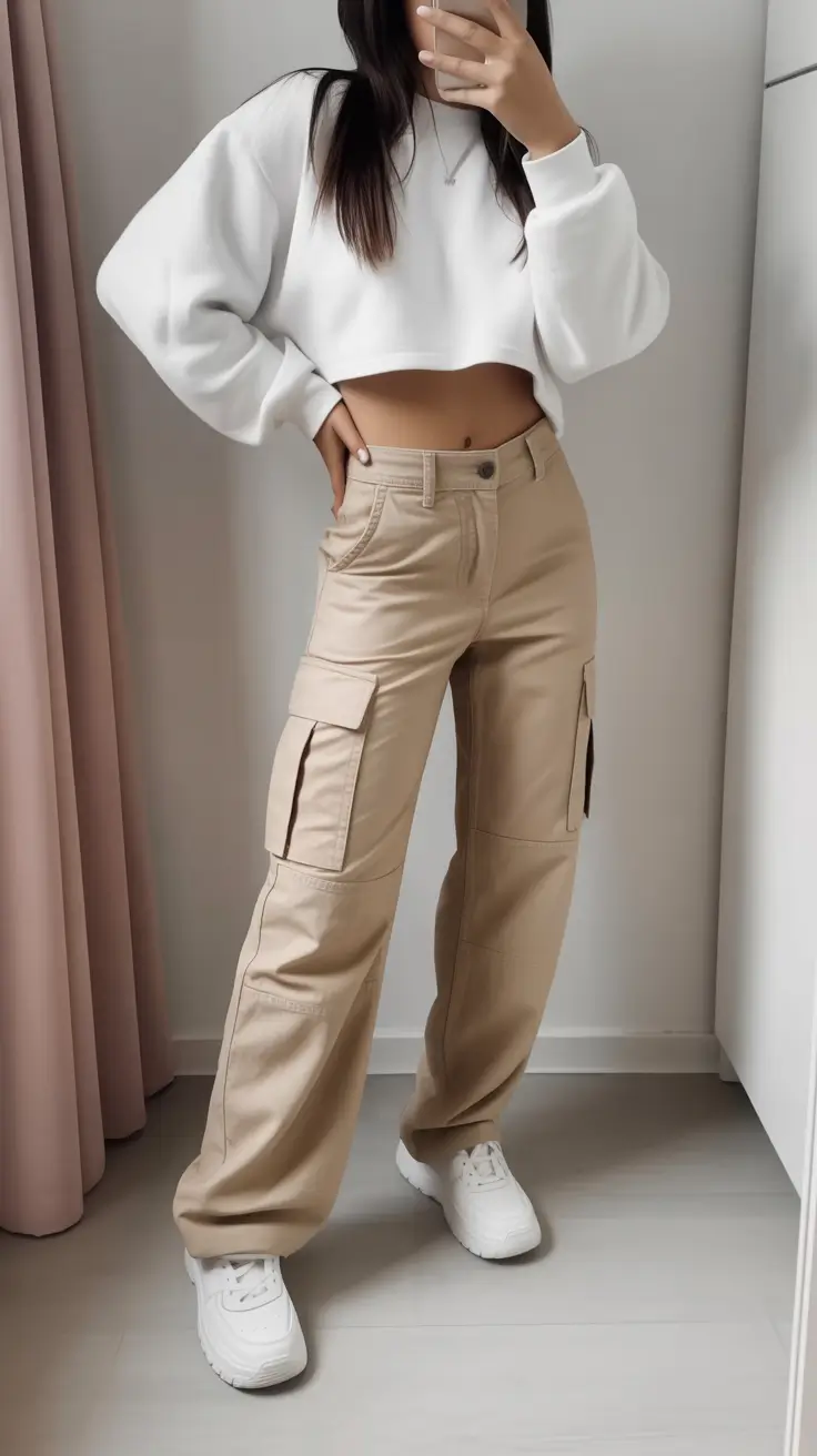 outfits-ideas-in-february Soft Cargo Neutrals with Sporty Ease