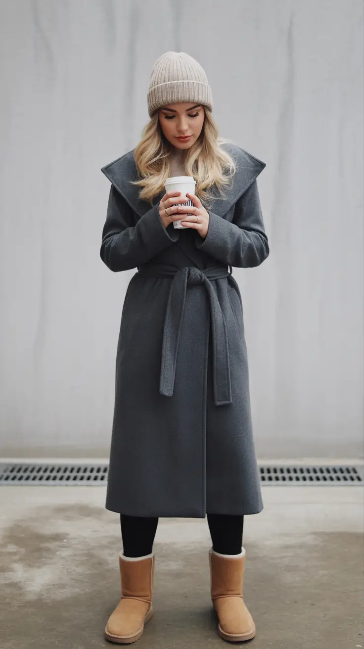 outfits-ideas-for-february Minimalist Warmth with a Classic Belted Coat