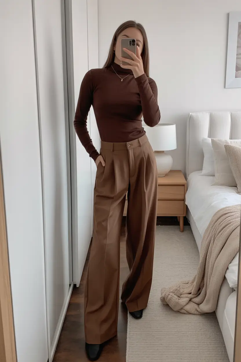 outfits-ideas-for-february Monochrome Browns with Tailored Ease