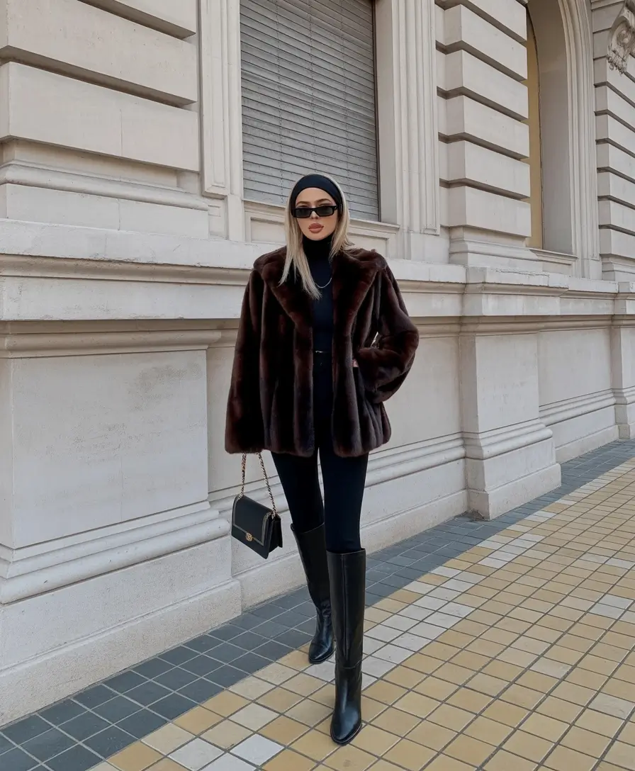 february-outfits-ideas Dark Luxe with City Confidence