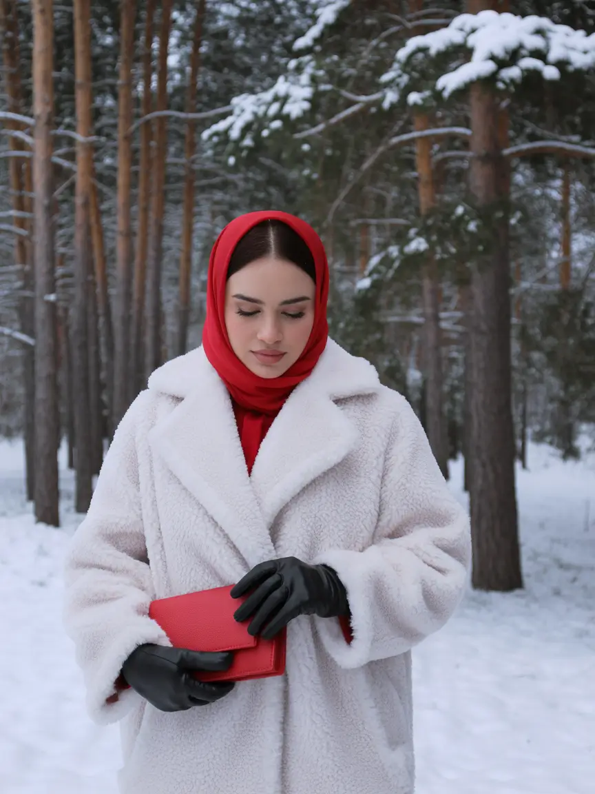 outfits-ideas-for-february Winter Whites with a Red Accent