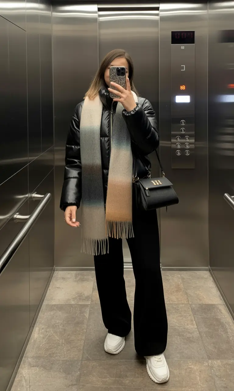 outfits-ideas-for-february Elevated Puffer with Soft Gradients