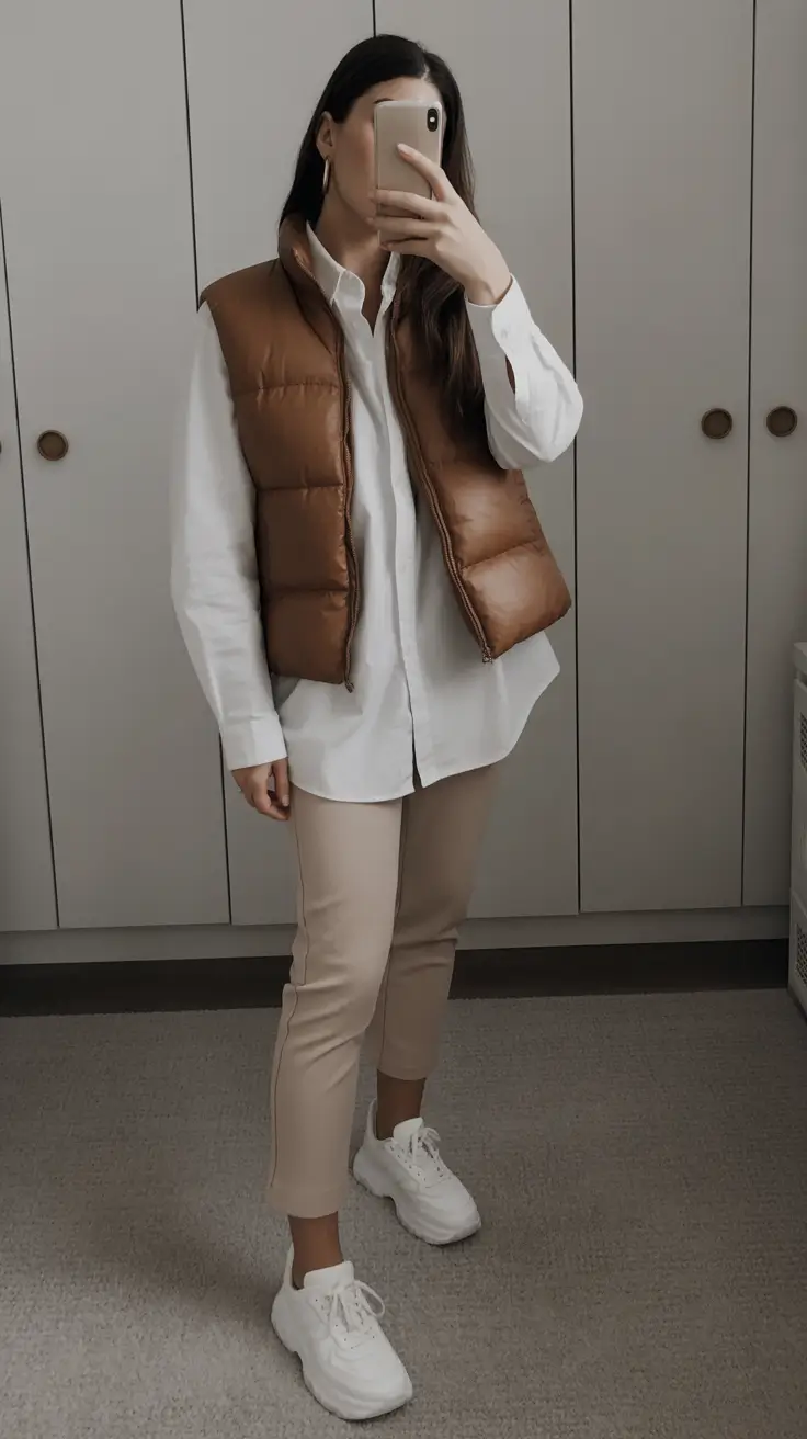 Simple Every Day Spring Outfits 2026 Soft neutrals shaped into a cozy smart casual look