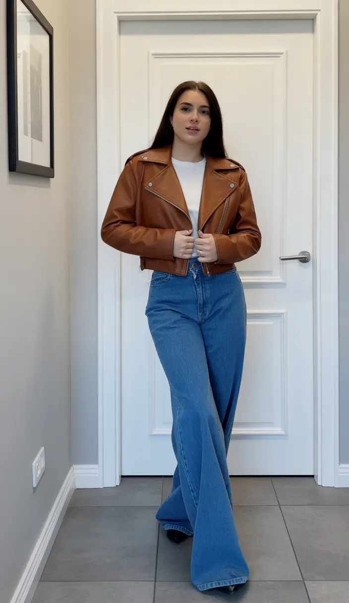 Simple Every Day Spring Outfits 2026 Classic leather and denim that define spring confidence