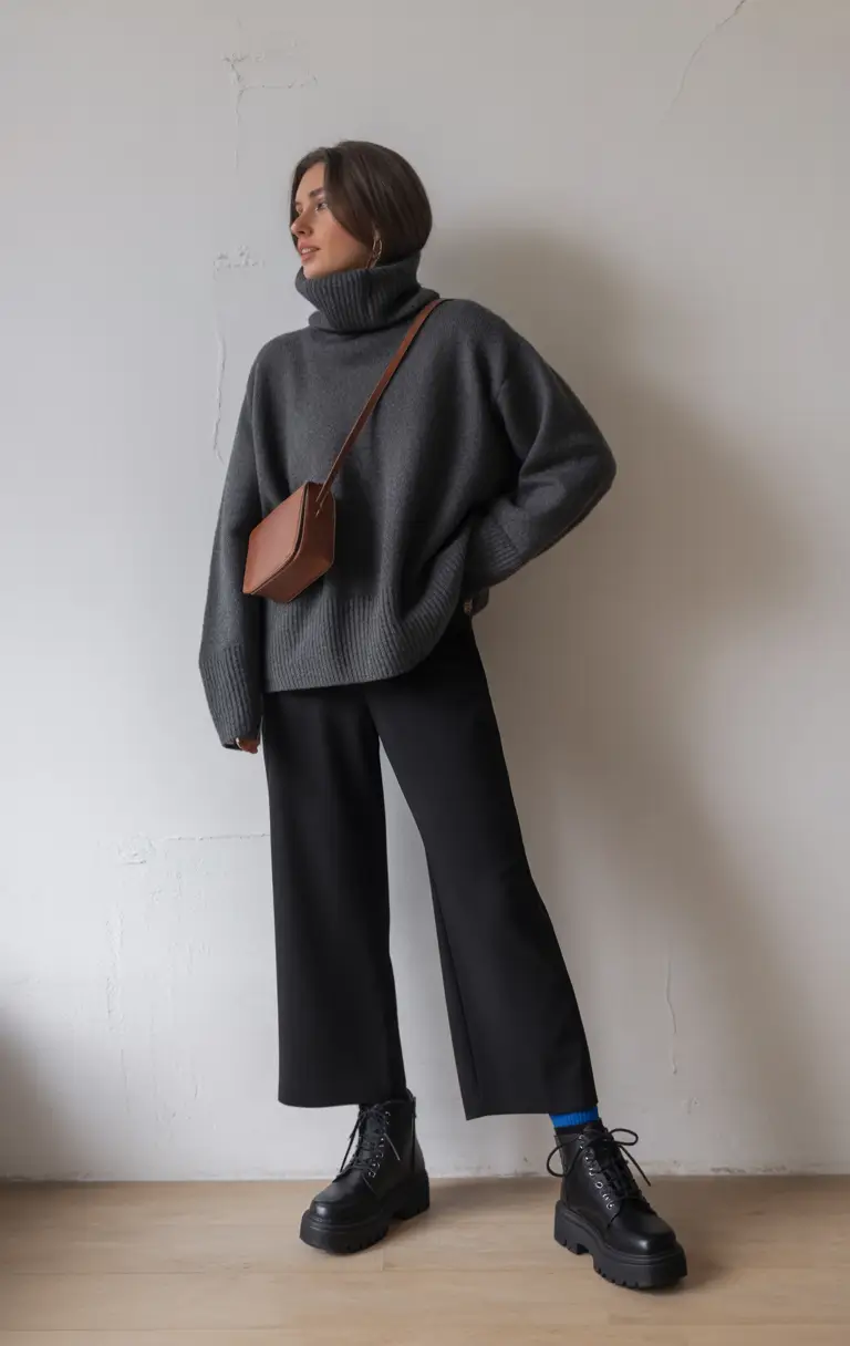 Simple Every Day Spring Outfits 2026 Cozy oversized knitwear styled with strong minimal lines