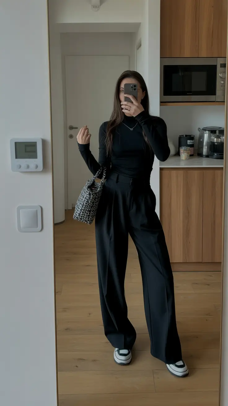 Simple Every Day Spring Outfits 2026 Modern monochrome with a sporty twist