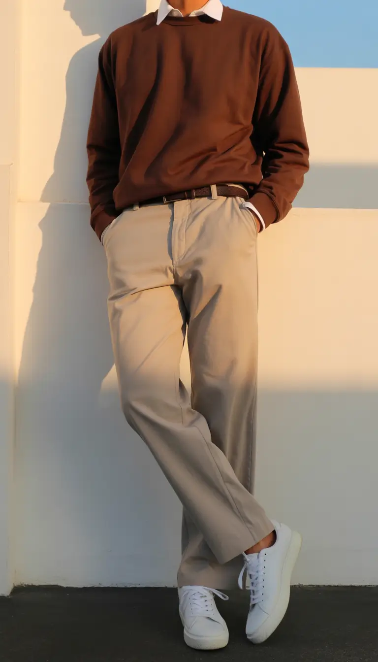 smart spring outfits for men 2026 Warm Tones With a Modern Preppy Edge