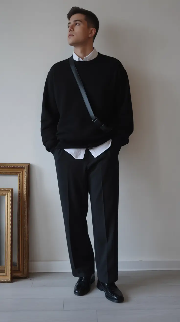 smart spring outfits for men 2026 Refined Black Layers With a Minimal Formal Edge