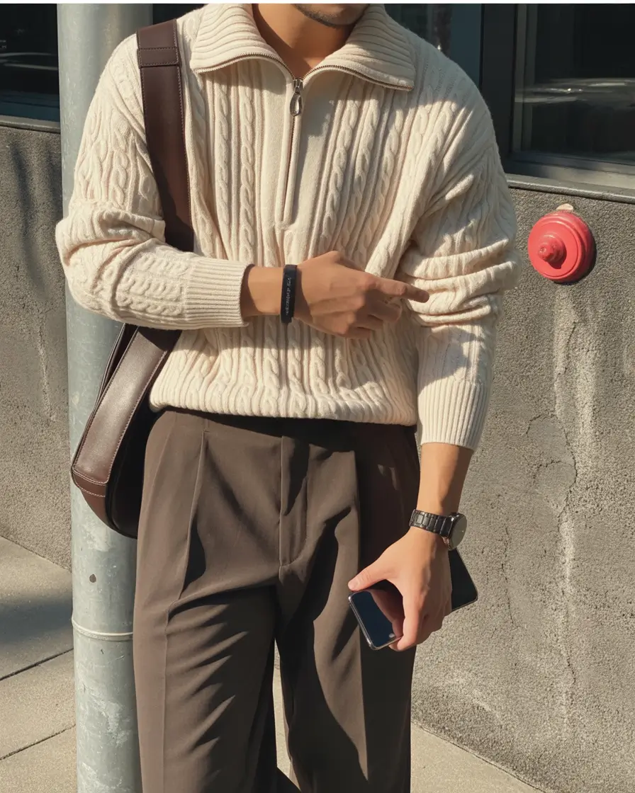 smart spring outfits for men 2026 Cable Knit Classic With Soft Tailoring