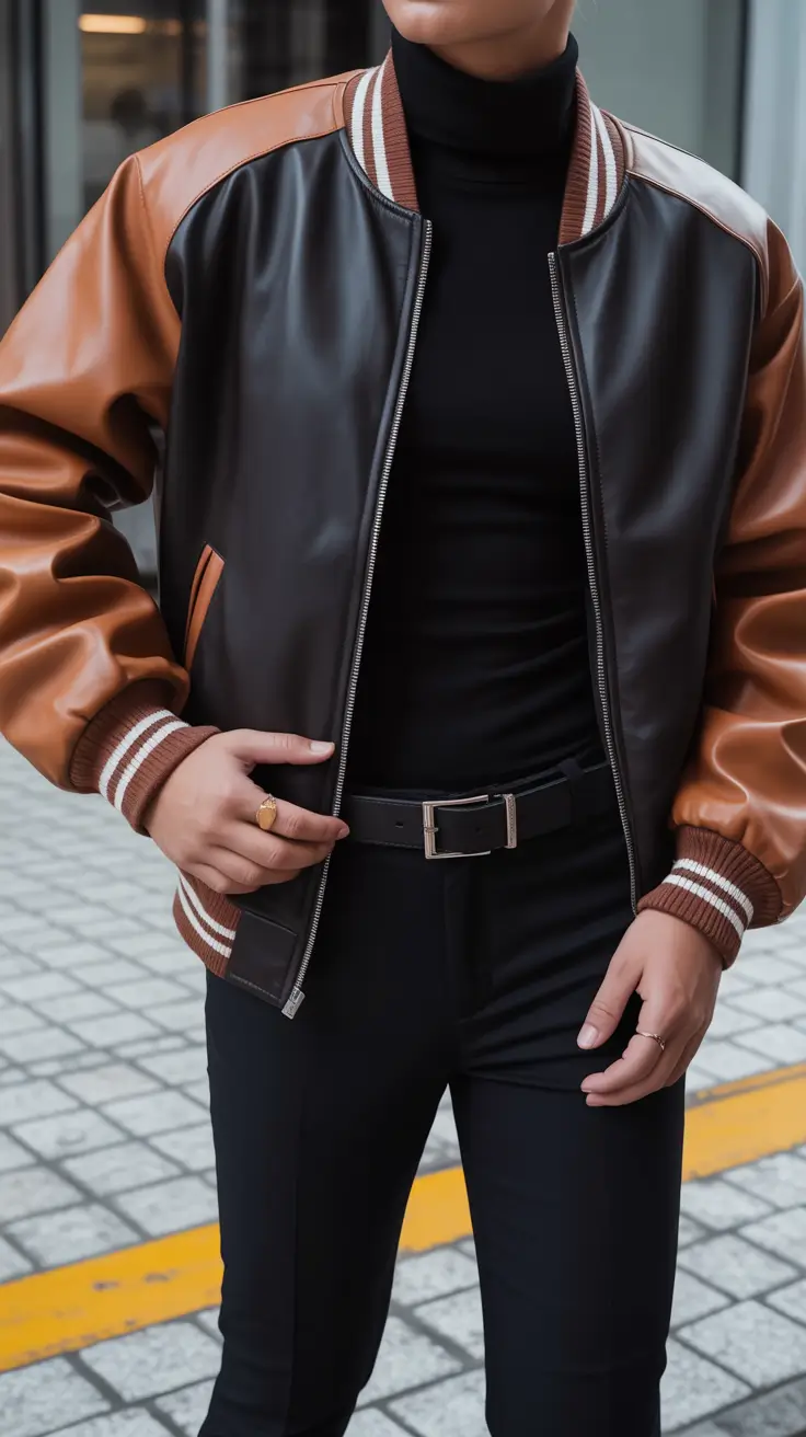 smart spring outfits for men 2026 Dark Leather Strength With Modern Sharpness