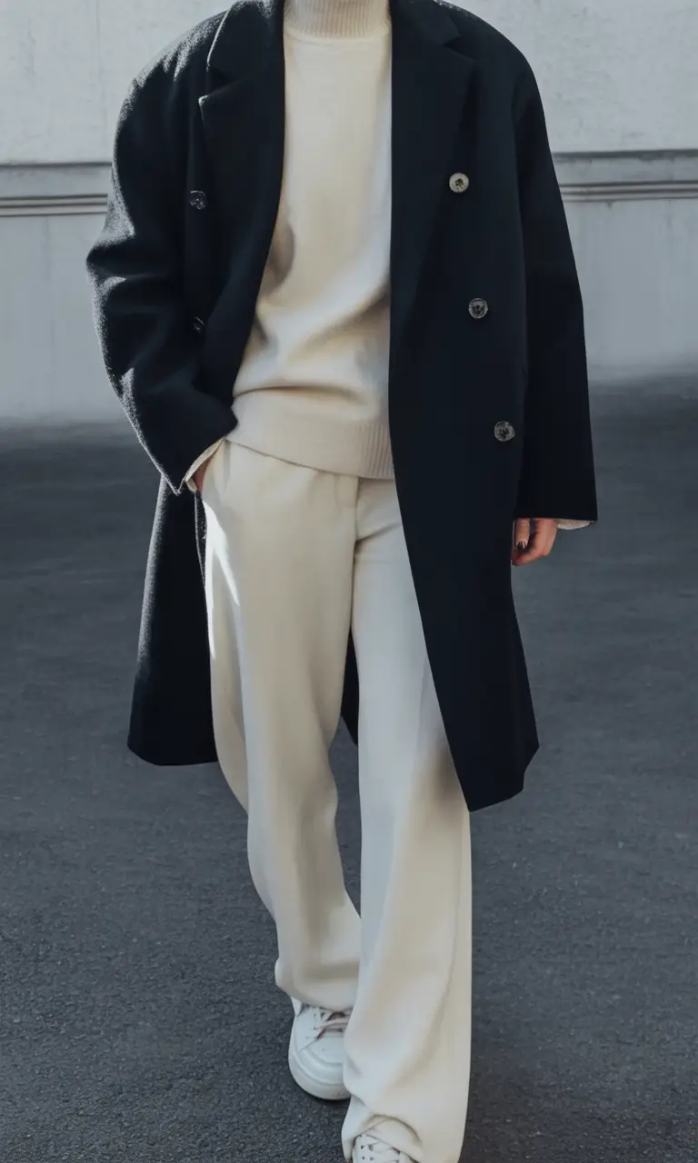 smart spring outfits for men 2026 Soft Monochrome Layers With a Tailored Overcoat