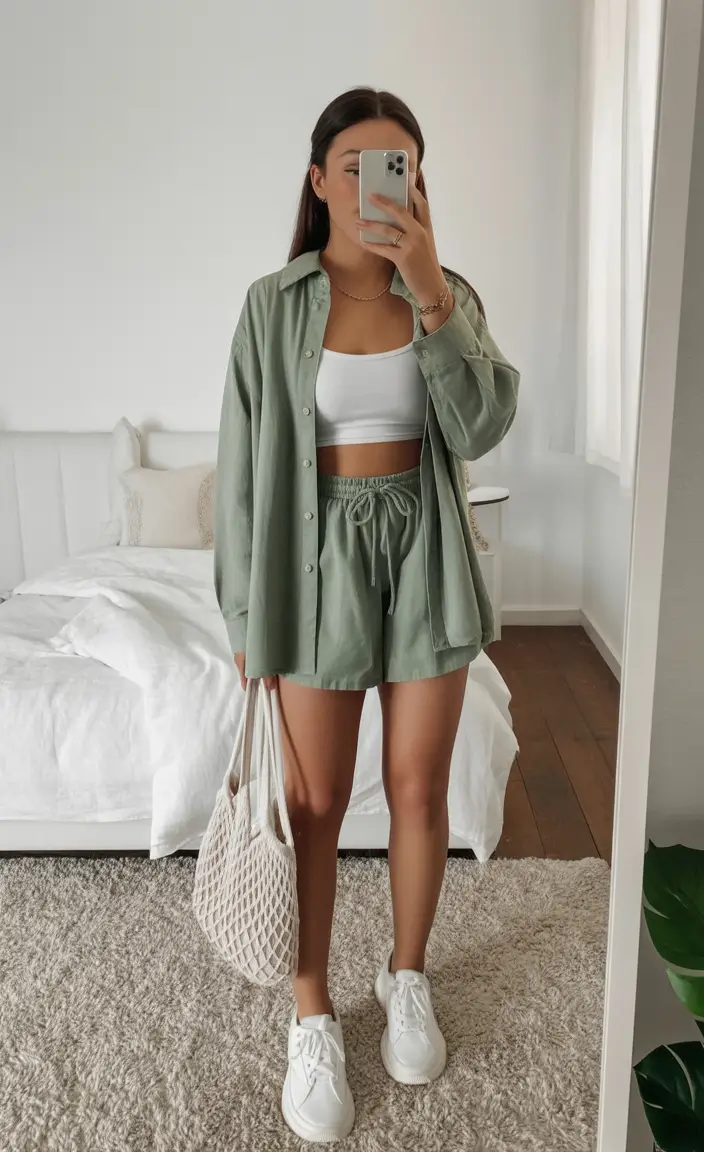 stunning spring break outfit 2026 Soft Sage Comfort With a Lighthearted Spring Mood