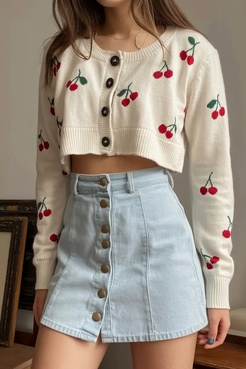 stylish spring outfits for sunday 2026 Sweet Cherry Knit Vibes for a Cozy Sunday Morning