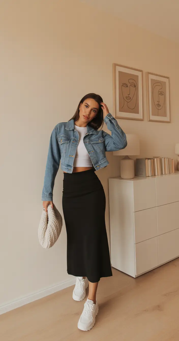 trendy chic spring outfits 2026 Soft Denim Layers with Minimal Spring Energy