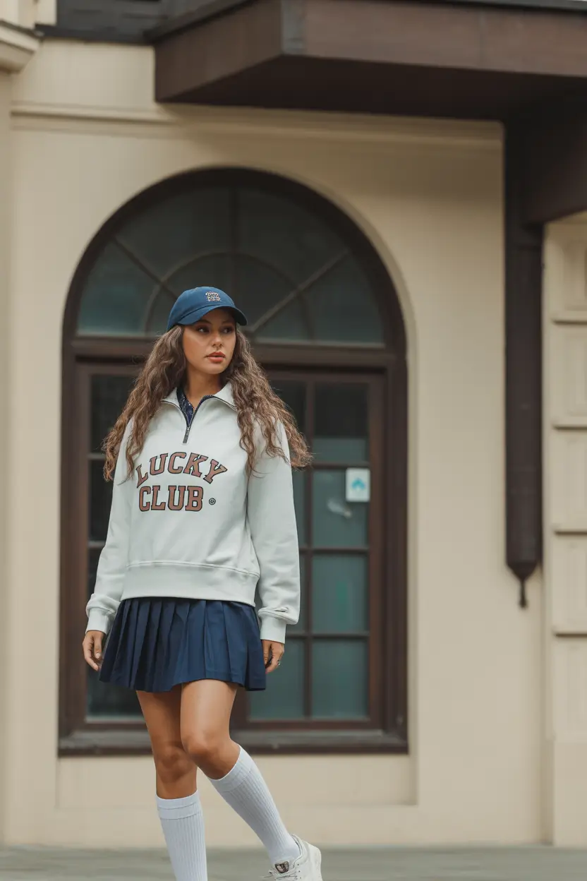 trendy nyc spring outfits to wear 2026 Preppy Spring Movement with a Pleated Navy Skirt