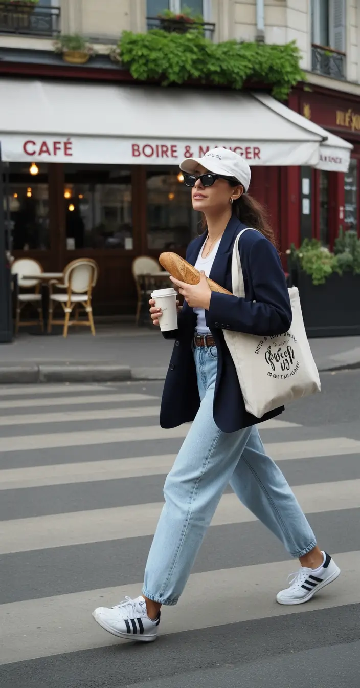 trendy nyc spring outfits to wear 2026 Sporty Chic with a Classic Navy Blazer